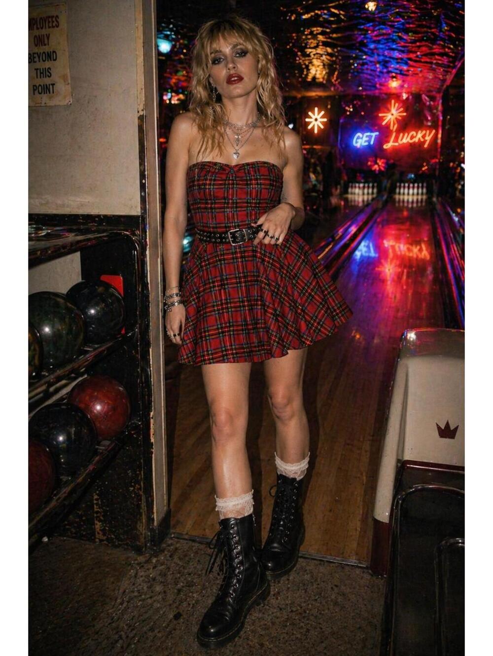 Vintage Betsey Johnson Plaid Corset Skater Dress Y2K - Picture 2 of 4